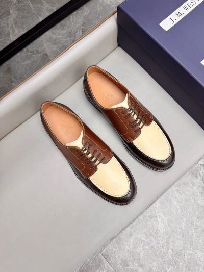 J.M.WESTON Brown and white calfskin Leather Shoes-J.M.WESTON Man Business Leather Shoes